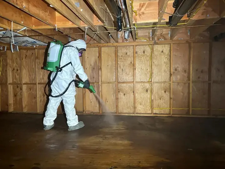 A floor cleaned and disinfected after a water loss