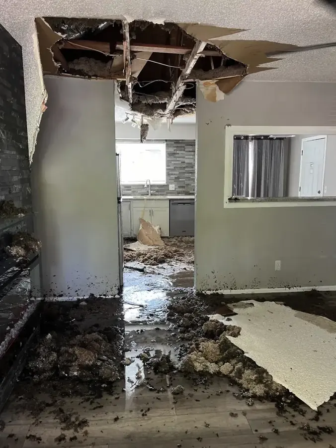 Hail-storm roof leak dried in a ceiling in a Garland, TX home